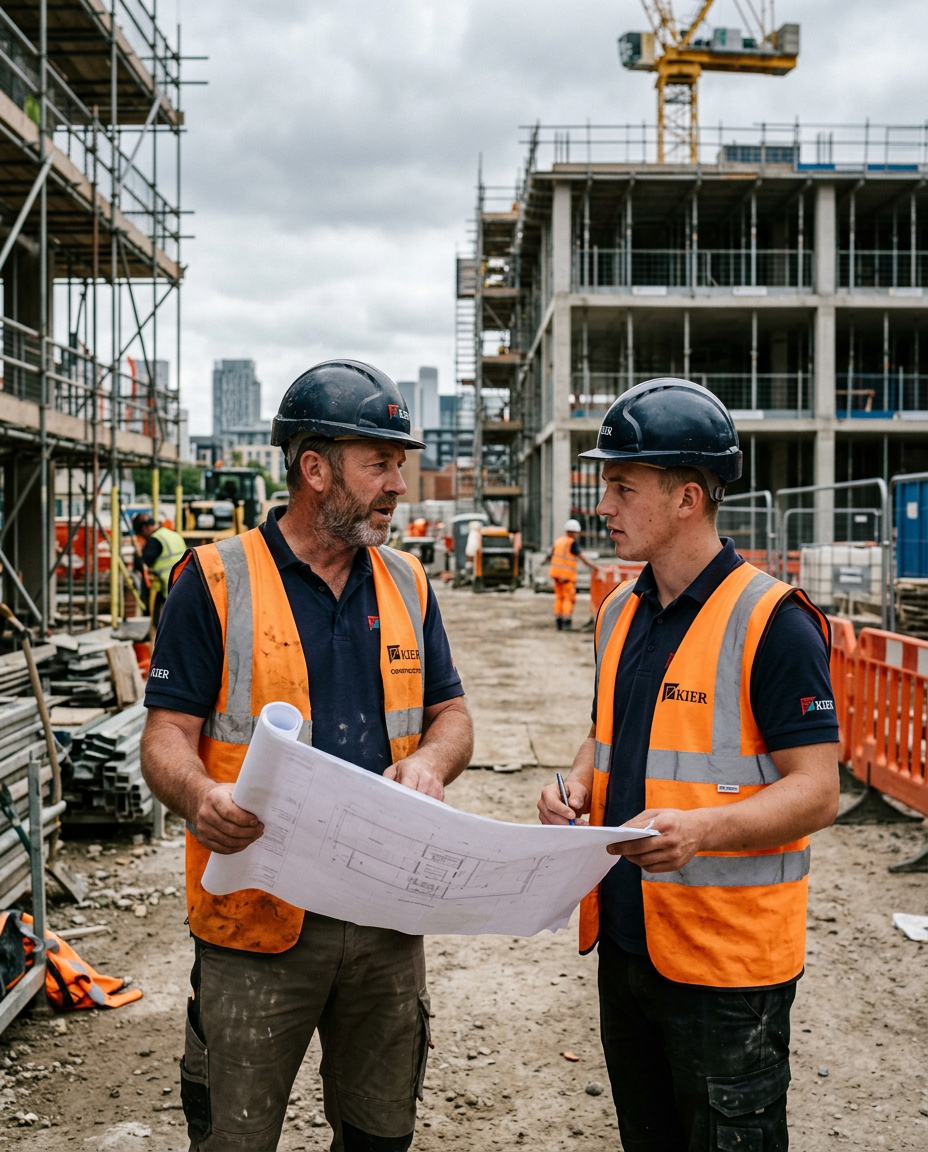 Construction worker and businessman in branded SellRe workwear